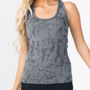 Zyia Gray Splash seamless racer tank size L EUC